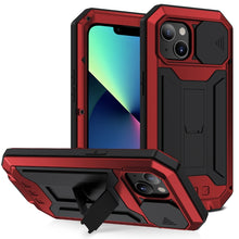 Load image into Gallery viewer, R-JUST Sliding Camera Shockproof Waterproof Dust-proof Metal + Silicone Protective Case with Holder, For iPhone 13 mini, For iPhone 13, For iPhone 13 Pro, For iPhone 13 Pro Max