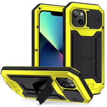 Load image into Gallery viewer, R-JUST Sliding Camera Shockproof Waterproof Dust-proof Metal + Silicone Protective Case with Holder, For iPhone 13 mini, For iPhone 13, For iPhone 13 Pro, For iPhone 13 Pro Max