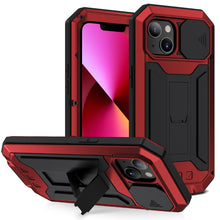 Load image into Gallery viewer, R-JUST Sliding Camera Shockproof Waterproof Dust-proof Metal + Silicone Protective Case with Holder, For iPhone 13 mini, For iPhone 13, For iPhone 13 Pro, For iPhone 13 Pro Max