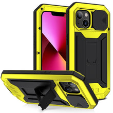 Load image into Gallery viewer, R-JUST Sliding Camera Shockproof Waterproof Dust-proof Metal + Silicone Protective Case with Holder, For iPhone 13 mini, For iPhone 13, For iPhone 13 Pro, For iPhone 13 Pro Max
