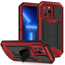 Load image into Gallery viewer, R-JUST Sliding Camera Shockproof Waterproof Dust-proof Metal + Silicone Protective Case with Holder, For iPhone 13 mini, For iPhone 13, For iPhone 13 Pro, For iPhone 13 Pro Max