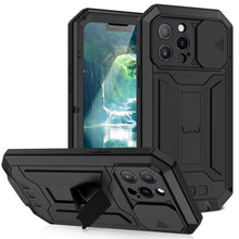 Load image into Gallery viewer, R-JUST Sliding Camera Shockproof Waterproof Dust-proof Metal + Silicone Protective Case with Holder, For iPhone 13 mini, For iPhone 13, For iPhone 13 Pro, For iPhone 13 Pro Max