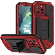 Load image into Gallery viewer, R-JUST Sliding Camera Shockproof Waterproof Dust-proof Metal + Silicone Protective Case with Holder, For iPhone 13 mini, For iPhone 13, For iPhone 13 Pro, For iPhone 13 Pro Max