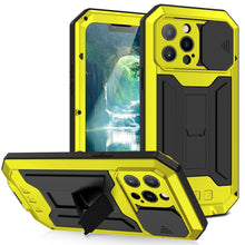Load image into Gallery viewer, R-JUST Sliding Camera Shockproof Waterproof Dust-proof Metal + Silicone Protective Case with Holder, For iPhone 13 mini, For iPhone 13, For iPhone 13 Pro, For iPhone 13 Pro Max