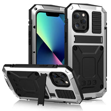 Load image into Gallery viewer, R-JUST Shockproof Waterproof Dust-proof Metal + Silicone Protective Case with Holder, For iPhone 13, For iPhone 13 Pro, For iPhone 13 Pro Max, For iPhone 13 mini