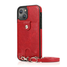 Load image into Gallery viewer, Shockproof PU Leather + TPU Protective Case with Card Slot &amp; Lanyard, For iPhone 13 mini, For iPhone 13, For iPhone 13 Pro, For iPhone 13 Pro Max