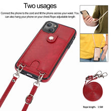 Load image into Gallery viewer, Shockproof PU Leather + TPU Protective Case with Card Slot &amp; Lanyard, For iPhone 13 mini, For iPhone 13, For iPhone 13 Pro, For iPhone 13 Pro Max