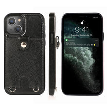 Load image into Gallery viewer, Shockproof PU Leather + TPU Protective Case with Card Slot &amp; Lanyard, For iPhone 13 mini, For iPhone 13, For iPhone 13 Pro, For iPhone 13 Pro Max