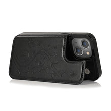 Load image into Gallery viewer, Butterflies Flowers Double Buckle PU + TPU Protective Case with Holder &amp; Card Slots &amp; Photo Frame, For iPhone 13 mini, For iPhone 13, For iPhone 13 Pro, For iPhone 13 Pro Max