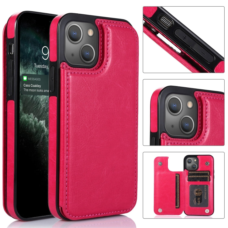 Double Buckle Shockproof PU Protective Case with Card Slots & Holder, For iPhone 13, For  iPhone 13 Mini, For iPhone 13 Pro, For iPhone 13 Pro Max