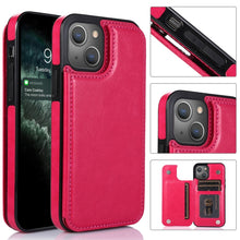 Load image into Gallery viewer, Double Buckle Shockproof PU Protective Case with Card Slots &amp; Holder, For iPhone 13, For  iPhone 13 Mini, For iPhone 13 Pro, For iPhone 13 Pro Max