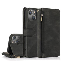 Load image into Gallery viewer, Skin-feel Crazy Horse Texture Zipper Wallet Bag Horizontal Flip Leather Case with Holder &amp; Card Slots &amp; Wallet &amp; Lanyard, For iPhone 13 mini, For iPhone 13, For iPhone 13 Pro, For iPhone 13 Pro Max