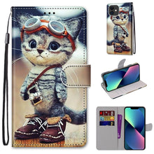 Load image into Gallery viewer, Coloured Drawing Cross Texture Horizontal Flip PU Leather Case with Holder &amp; Card Slots &amp; Wallet &amp; Lanyard, For iPhone 13 mini, For iPhone 13