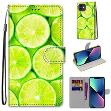 Load image into Gallery viewer, Coloured Drawing Cross Texture Horizontal Flip PU Leather Case with Holder &amp; Card Slots &amp; Wallet &amp; Lanyard, For iPhone 13 mini, For iPhone 13