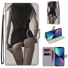 Load image into Gallery viewer, Coloured Drawing Cross Texture Horizontal Flip PU Leather Case with Holder &amp; Card Slots &amp; Wallet &amp; Lanyard, For iPhone 13 mini, For iPhone 13