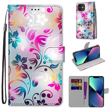 Load image into Gallery viewer, Coloured Drawing Cross Texture Horizontal Flip PU Leather Case with Holder &amp; Card Slots &amp; Wallet &amp; Lanyard, For iPhone 13 mini, For iPhone 13
