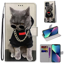 Load image into Gallery viewer, Coloured Drawing Cross Texture Horizontal Flip PU Leather Case with Holder &amp; Card Slots &amp; Wallet &amp; Lanyard, For iPhone 13 mini, For iPhone 13