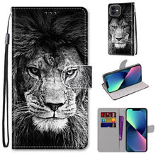 Load image into Gallery viewer, Coloured Drawing Cross Texture Horizontal Flip PU Leather Case with Holder &amp; Card Slots &amp; Wallet &amp; Lanyard, For iPhone 13 mini, For iPhone 13