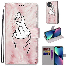 Load image into Gallery viewer, Coloured Drawing Cross Texture Horizontal Flip PU Leather Case with Holder &amp; Card Slots &amp; Wallet &amp; Lanyard, For iPhone 13 mini, For iPhone 13