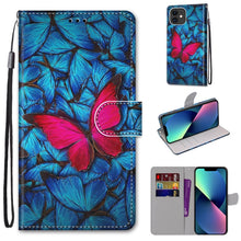 Load image into Gallery viewer, Coloured Drawing Cross Texture Horizontal Flip PU Leather Case with Holder &amp; Card Slots &amp; Wallet &amp; Lanyard, For iPhone 13 mini, For iPhone 13