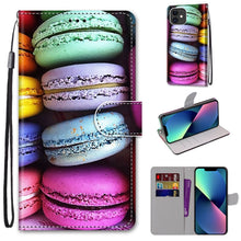 Load image into Gallery viewer, Coloured Drawing Cross Texture Horizontal Flip PU Leather Case with Holder &amp; Card Slots &amp; Wallet &amp; Lanyard, For iPhone 13 mini, For iPhone 13