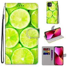 Load image into Gallery viewer, Coloured Drawing Cross Texture Horizontal Flip PU Leather Case with Holder &amp; Card Slots &amp; Wallet &amp; Lanyard, For iPhone 13 mini, For iPhone 13