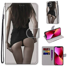Load image into Gallery viewer, Coloured Drawing Cross Texture Horizontal Flip PU Leather Case with Holder &amp; Card Slots &amp; Wallet &amp; Lanyard, For iPhone 13 mini, For iPhone 13