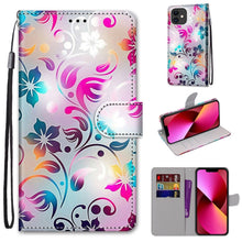 Load image into Gallery viewer, Coloured Drawing Cross Texture Horizontal Flip PU Leather Case with Holder &amp; Card Slots &amp; Wallet &amp; Lanyard, For iPhone 13 mini, For iPhone 13