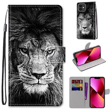 Load image into Gallery viewer, Coloured Drawing Cross Texture Horizontal Flip PU Leather Case with Holder &amp; Card Slots &amp; Wallet &amp; Lanyard, For iPhone 13 mini, For iPhone 13