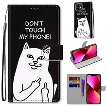 Load image into Gallery viewer, Coloured Drawing Cross Texture Horizontal Flip PU Leather Case with Holder &amp; Card Slots &amp; Wallet &amp; Lanyard, For iPhone 13 mini, For iPhone 13