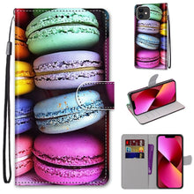 Load image into Gallery viewer, Coloured Drawing Cross Texture Horizontal Flip PU Leather Case with Holder &amp; Card Slots &amp; Wallet &amp; Lanyard, For iPhone 13 mini, For iPhone 13