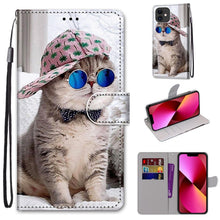 Load image into Gallery viewer, Coloured Drawing Cross Texture Horizontal Flip PU Leather Case with Holder &amp; Card Slots &amp; Wallet &amp; Lanyard, For iPhone 13 mini, For iPhone 13
