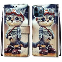 Load image into Gallery viewer, Coloured Drawing Cross Texture Horizontal Flip PU Leather Case with Holder &amp; Card Slots &amp; Wallet &amp; Lanyard, For iPhone 13 Pro, For iPhone 13 Pro Max
