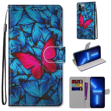 Load image into Gallery viewer, Coloured Drawing Cross Texture Horizontal Flip PU Leather Case with Holder &amp; Card Slots &amp; Wallet &amp; Lanyard, For iPhone 13 Pro, For iPhone 13 Pro Max