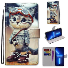 Load image into Gallery viewer, Coloured Drawing Cross Texture Horizontal Flip PU Leather Case with Holder &amp; Card Slots &amp; Wallet &amp; Lanyard, For iPhone 13 Pro, For iPhone 13 Pro Max
