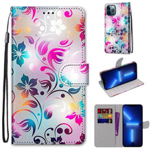Load image into Gallery viewer, Coloured Drawing Cross Texture Horizontal Flip PU Leather Case with Holder &amp; Card Slots &amp; Wallet &amp; Lanyard, For iPhone 13 Pro, For iPhone 13 Pro Max