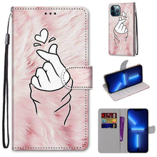 Load image into Gallery viewer, Coloured Drawing Cross Texture Horizontal Flip PU Leather Case with Holder &amp; Card Slots &amp; Wallet &amp; Lanyard, For iPhone 13 Pro, For iPhone 13 Pro Max