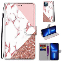 Load image into Gallery viewer, Coloured Drawing Cross Texture Horizontal Flip PU Leather Case with Holder &amp; Card Slots &amp; Wallet &amp; Lanyard, For iPhone 13 Pro, For iPhone 13 Pro Max