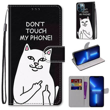 Load image into Gallery viewer, Coloured Drawing Cross Texture Horizontal Flip PU Leather Case with Holder &amp; Card Slots &amp; Wallet &amp; Lanyard, For iPhone 13 Pro, For iPhone 13 Pro Max