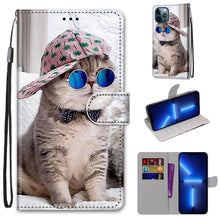 Load image into Gallery viewer, Coloured Drawing Cross Texture Horizontal Flip PU Leather Case with Holder &amp; Card Slots &amp; Wallet &amp; Lanyard, For iPhone 13 Pro, For iPhone 13 Pro Max
