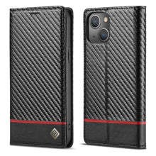 Load image into Gallery viewer, LC.IMEEKE Carbon Fiber PU + TPU Horizontal Flip Leather Case with Holder &amp; Card Slot &amp; Wallet, For iPhone 13 mini, For iPhone 13, For iPhone 13 Pro, For iPhone 13 Pro Max