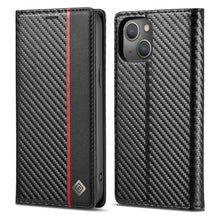 Load image into Gallery viewer, LC.IMEEKE Carbon Fiber PU + TPU Horizontal Flip Leather Case with Holder &amp; Card Slot &amp; Wallet, For iPhone 13 mini, For iPhone 13, For iPhone 13 Pro, For iPhone 13 Pro Max