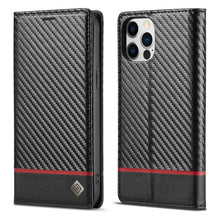 Load image into Gallery viewer, LC.IMEEKE Carbon Fiber PU + TPU Horizontal Flip Leather Case with Holder &amp; Card Slot &amp; Wallet, For iPhone 13 mini, For iPhone 13, For iPhone 13 Pro, For iPhone 13 Pro Max