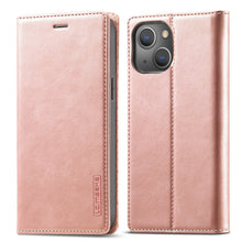 Load image into Gallery viewer, LC.IMEEKE Strong Magnetic PU + Matte TPU Horizontal Flip Leather Case with Holder &amp; Card Slots &amp; Wallet, For iPhone 13 mini, For iPhone 13, For iPhone 13 Pro, For iPhone 13 Pro Max