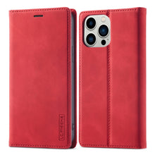 Load image into Gallery viewer, LC.IMEEKE Strong Magnetic PU + Matte TPU Horizontal Flip Leather Case with Holder &amp; Card Slots &amp; Wallet, For iPhone 13 mini, For iPhone 13, For iPhone 13 Pro, For iPhone 13 Pro Max