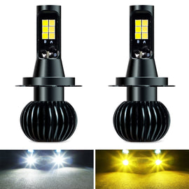DC9-32V / 3000LM / 30W / 6000K+3000K IP65 Car LED Double Color Fog Light with 12LEDs CSP Lamp Beads, 2 PCS EV15 H7