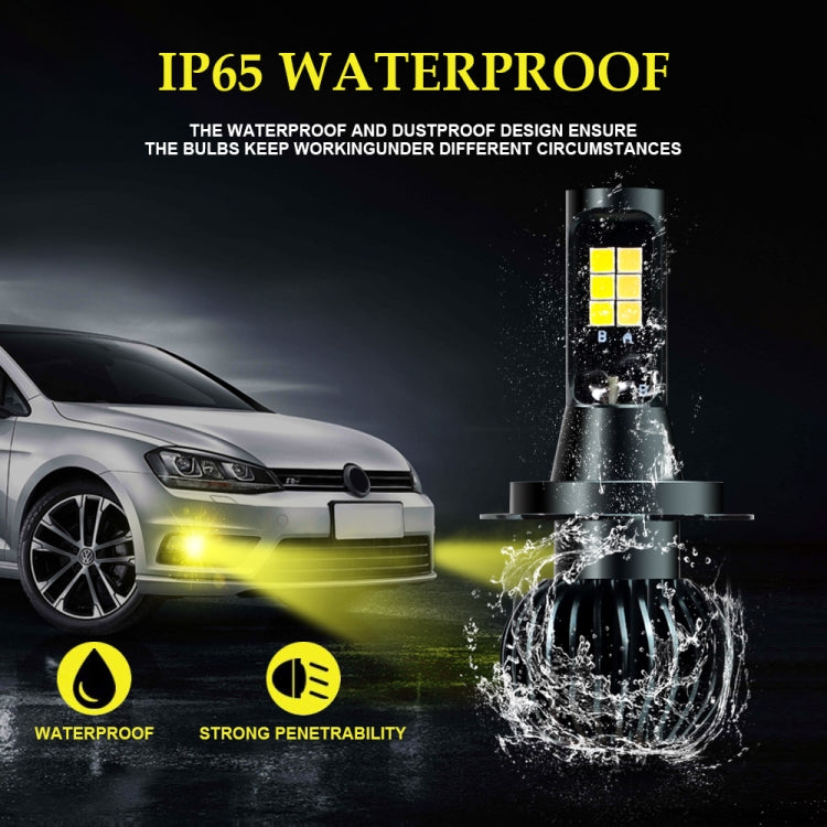 DC9-32V / 3000LM / 30W / 6000K+3000K IP65 Car LED Double Color Fog Light with 12LEDs CSP Lamp Beads, 2 PCS EV15 H1, 2 PCS EV15 H3, 2 PCS EV15 H7