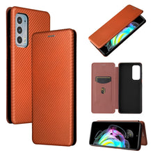 Load image into Gallery viewer, Carbon Fiber Texture Magnetic Horizontal Flip TPU + PC + PU Leather Case with Card Slot, For Motorola Edge 20, For Samsung Galaxy Z Fold3 5G, For OnePlus Nord 2 5G