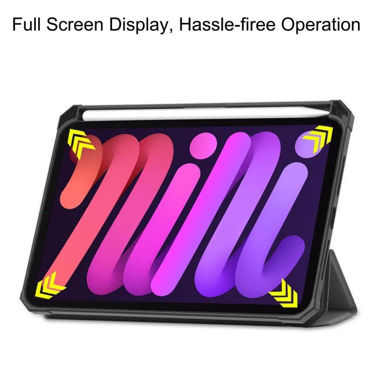 Custer Pure Color TPU Smart Leather Tablet Case with 3-Fold Holder & Pen Slot, For iPad mini 6 / mini 2024