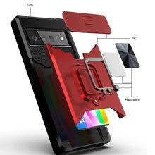 Load image into Gallery viewer, Sliding Camera Cover Design PC + TPU Shockproof Case with Ring Holder &amp; Card Slot, For Google Pixel 6 Pro, For Samsung Galaxy A52, For Samsung Galaxy A72, For Samsung Galaxy S21, For Samsung Galaxy S21+, For Samsung Galaxy A12